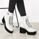 thumbnail image 2 of Botines De Combate Con Plataforma Tacón Grueso Cremallera Para Mujer Blanco 38, 2 of 7