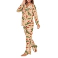 thumbnail image 5 of DISNIMO Mushroom Leaf Print Women Pajama Sets Long Sleeve Sleepwear with Long Pants 2 Piece Lounge Set with Pockets Button Down Loungewear Nightwear, L, 5 of 7