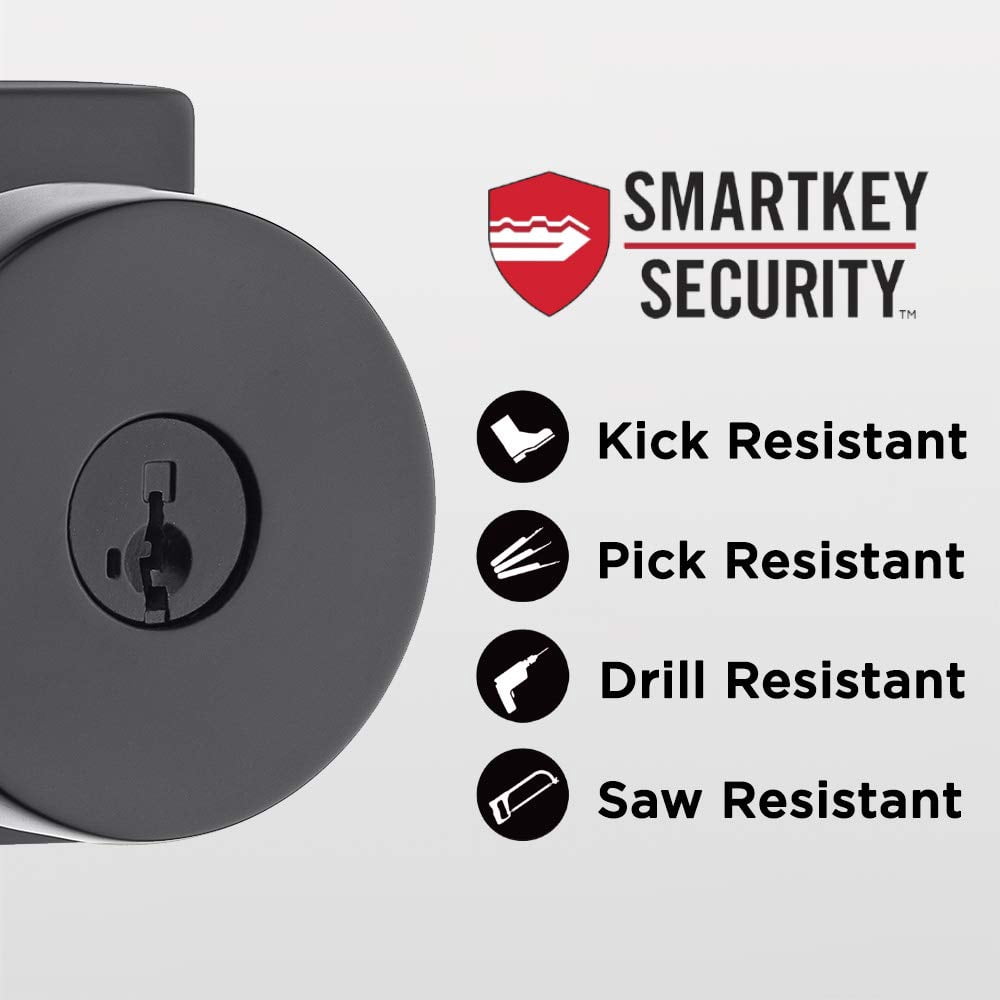 Pismo Square Keyed Entry Knob featuring SmartKey Security in Matte Black