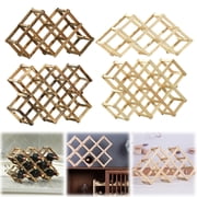 Basdi Wine Rack, Foldable Wooden Wine Rack - Freestanding Stackable Organizer for Countertops | Scratch-Protector, Space-Saving, Elegant Storage for Home and Kitchen, Countertop Wine Rack, E