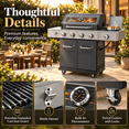 thumbnail image 6 of Seizeen Gas Grill with Side Burner, 56,000 BTU Outdoor BBQ 4-Burner Propane Grill with Lid Viewing Window, Built-in Thermometer, Cast Iron Grates, Warming Rack for Patio Backyard, 6 of 10