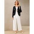 thumbnail image 2 of DARING DIVA Women's Contrast Trim Knit Ribbed Cardigan Sweater S Black, 2 of 7
