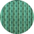 thumbnail image 1 of Ahgly Company Indoor Round Abstract Turquoise Blue Modern Area Rugs, 3' Round, 1 of 4