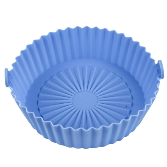 Freidora de aire Olla de silicona Cesta de barbacoa antiadherente Reemplazo de accesorios para hornear con asa para revestimientos de freidora de aire azul Sunnimix Revestimiento de freidora de aire
