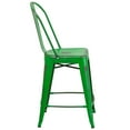 thumbnail image 5 of Flash Furniture Commercial Grade 24" High Distressed Green Metal Indoor-Outdoor Counter Height Stool with Back, 5 of 6