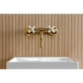 thumbnail image 4 of Kingston Brass KS2117PX Kingston Double-Handle 2-Hole Wall Mount Bathroom Faucet in Brushed Brass, 4 of 8