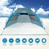 Odoland Beach Tent Pop Up Sun Shelter UPF 50+ Sun Protection Polyester Tent Extend Size 94"x78"