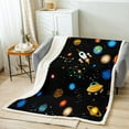 thumbnail image 2 of Outer Space Throw Blanket Rocket Ship Blanket Universe Themed Decor Fleece Blanket for Teens Galaxy Space Planet Print Fuzzy Blanket Solar System Sherpa Blanket 50鈥渪60", 2 of 6