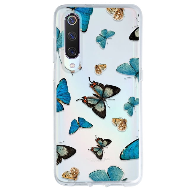 Funda Para Xiaomi Mi 9 Mariposas Azules, Uso Rudo, InstaCase Protector para Xiaomi Mi 9 Antigolpes, Case Mariposas Azules