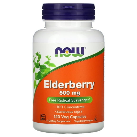 NOW Foods Elderberry, 500 mg, 120 Veg Capsules