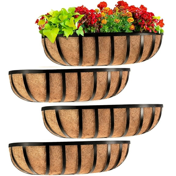 Gamexcel Horse Trough Window Box with Coco Liner, 24", 4 Pack