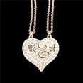 thumbnail image 5 of Naierhg 2Pcs Big Little Sister Letter Inlaid Rhinestone Heart Matching Necklace Jewelry Golden, 5 of 7