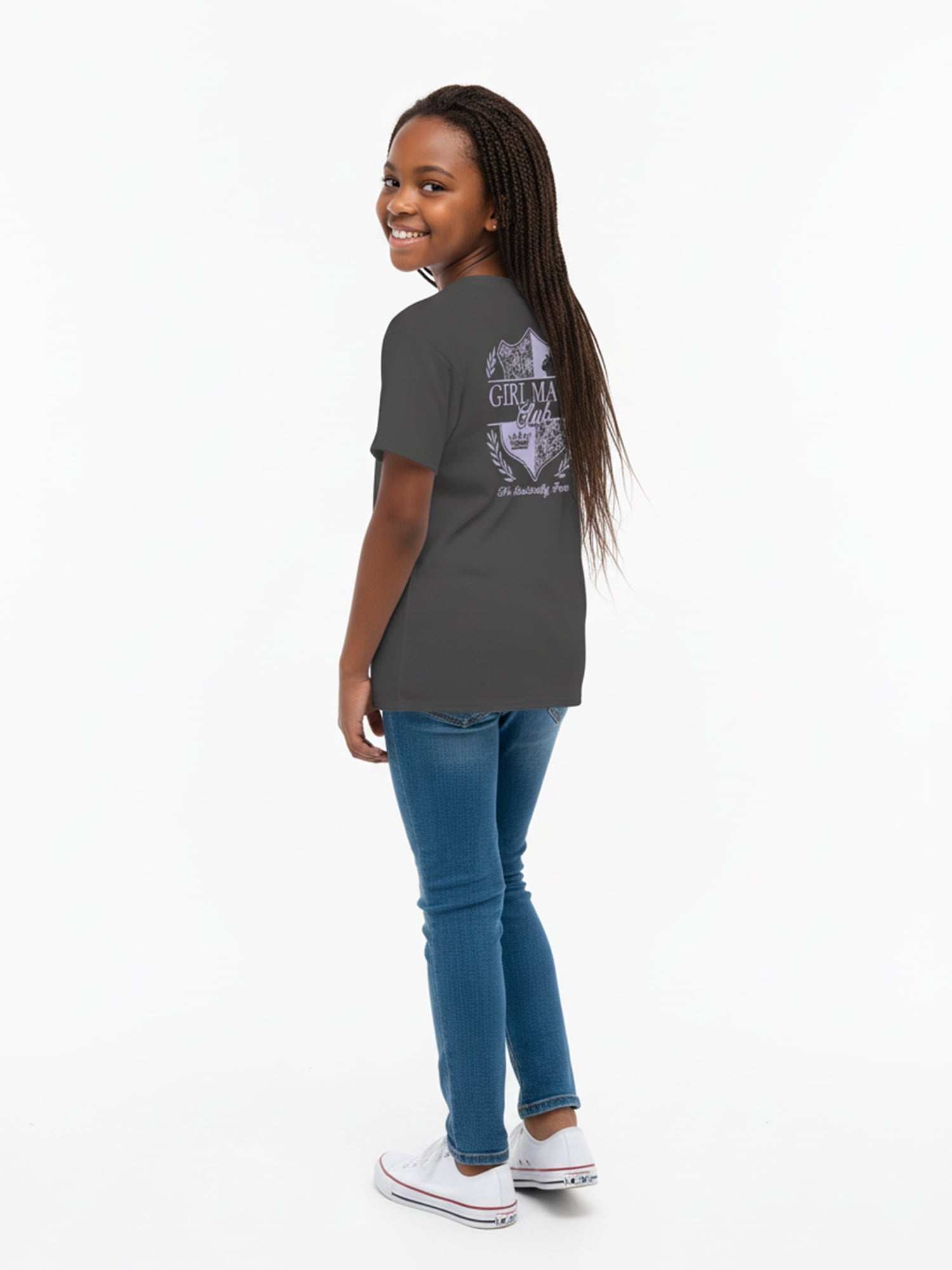 Wonder Nation Girls' Girl Math Front Back Graphic Tee with Short Sleeves, Sizes 4-18