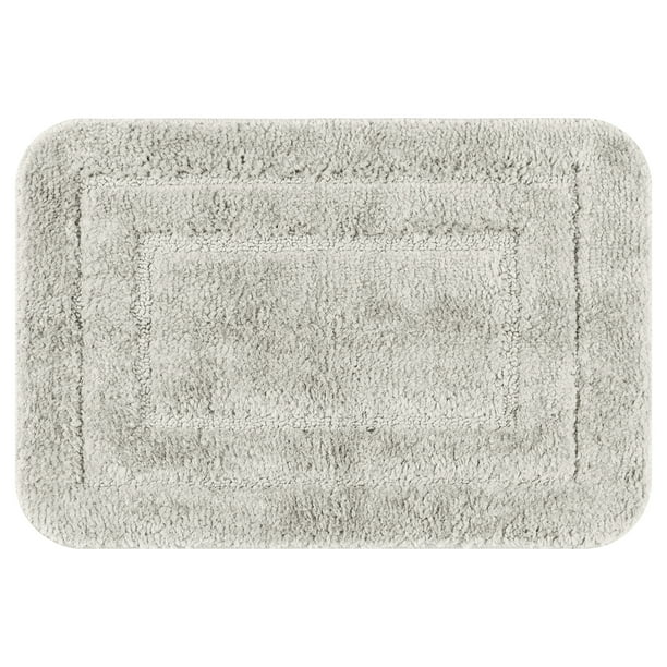 Alfombra de ba?o REGALWOVEN, alfombra de ba?o suave y absorbente, alfombra de ba?o de felpa antideslizante, lavable a máquina, tapete seco para el suelo del ba?o, gris claro 16" x 24"