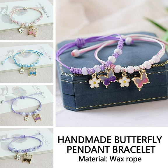 SSKFHGI 04 Black New Korean Style Simple Flower Bracelet Female Student Girlfriend Gift Braided Bracelet