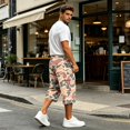 thumbnail image 6 of LTTVQM Camo Print Cargo Capri Shorts Dark Oak Topo Camo Multi Side Pockets Drawstring Waist Mens Walking 3/4 Capri Trousers Vermilion 3XL, 6 of 7