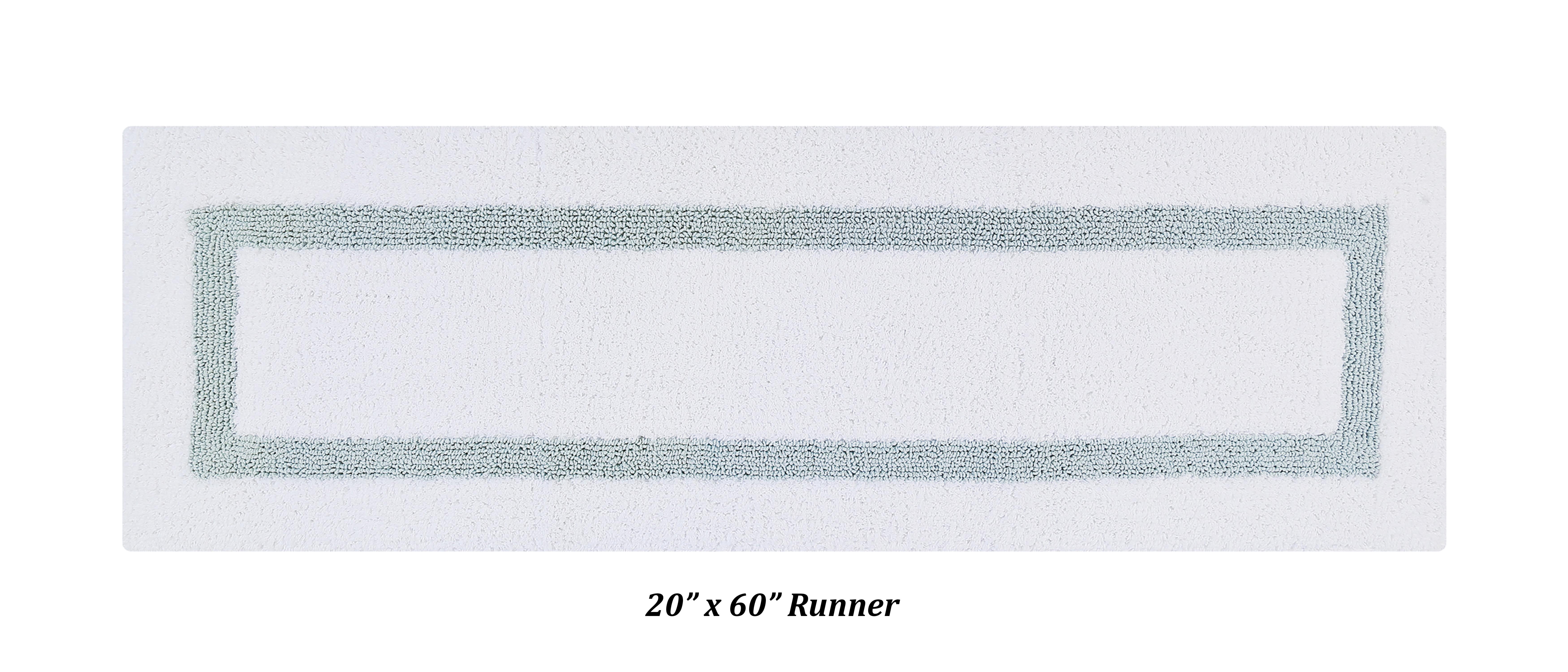 Better Trends 5 Piece Bathroom Rugs Set 100% Cotton Bath Rug Soft, Water Absorbent, Reversible, Machine Washable for Bathroom Decor Toilet Base Contour, Runner Mat Hotel Collection - White/Blue