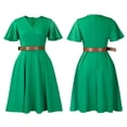 thumbnail image 2 of Womens Elegant V Neck Bell Sleeve Party Club Formal Wedding Guest Midi Dresses, 2 of 8
