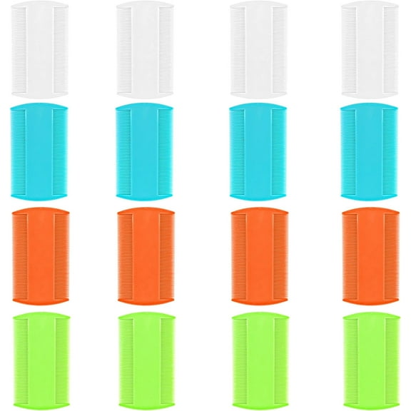 Pack of 16 Flea Lice Combs Cat Dog Double Sided Fine Teeth Hair Combs Plastic Grooming Comb for Dogs Cats Pets