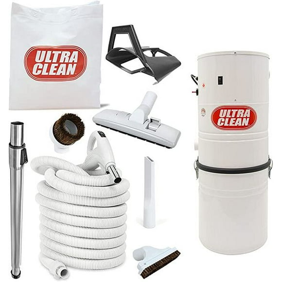 Ultra Clean SC100 Heavy Duty Powerful Central Vacuum System – Made in Canada – with Deluxe Hose and Accessories Combo Kit Ideal for Hardwood, Bare Floor and Rug (35 ft, White)