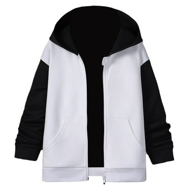 GDREDA Boys Coat & Jacket Child Boys' Autumn Winter Long Sleeved Color Block Hooded Zipper Coat Top Clothes for Stylish Kids