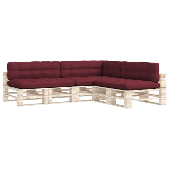 vidaXL Coussins de Canapé Palette 7 Pcs Rouge Vin