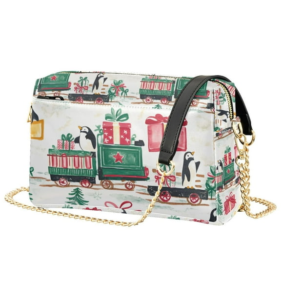 FORMRS Women Crossbody Purse with Chain Strap Vegan Leather Shoulder Handbag, Christmas Train