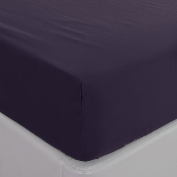 Unique Bargains Brushed Microfiber Fitted Sheet Bed Cover Dark Purple Queen