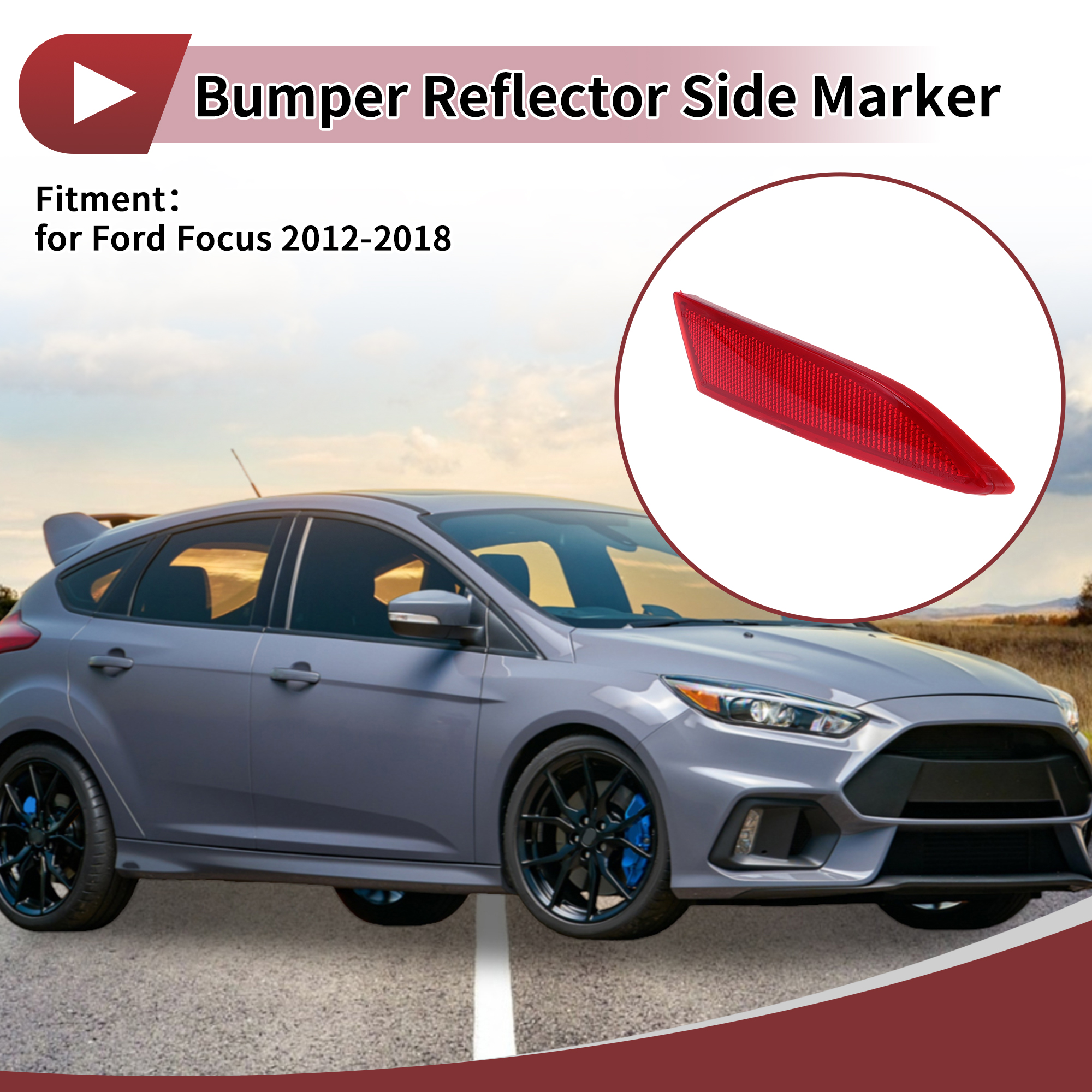Unique Bargains Bumper Reflector Side Marker for Ford Focus 2012-2018 Rear Right Bumper
