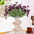 thumbnail image 4 of Cififendec Simulation Flowers Plastic Flowers Fake Silk Colorful Flower Bouquet Outdoor Autumn Decoration Realistic UV Outside Faux Plants for Garden Porch Home(Purple), 4 of 5
