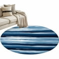 thumbnail image 2 of 3.3ft Round Rug, Navy Blue Ombre Non-Skid Rubber Backing Large Area Rugs - Living Room Bedroom Home Office, Modern Oil Painting Waves Abstract Indoor Floor Mat Carpets Washable Rug, 2 of 9