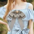 thumbnail image 6 of Milageto Women Pre Tied Bowknot Brooch Bead Bow Tie Brooch Pin for Blouse Shirts Coat Gray, 6 of 8