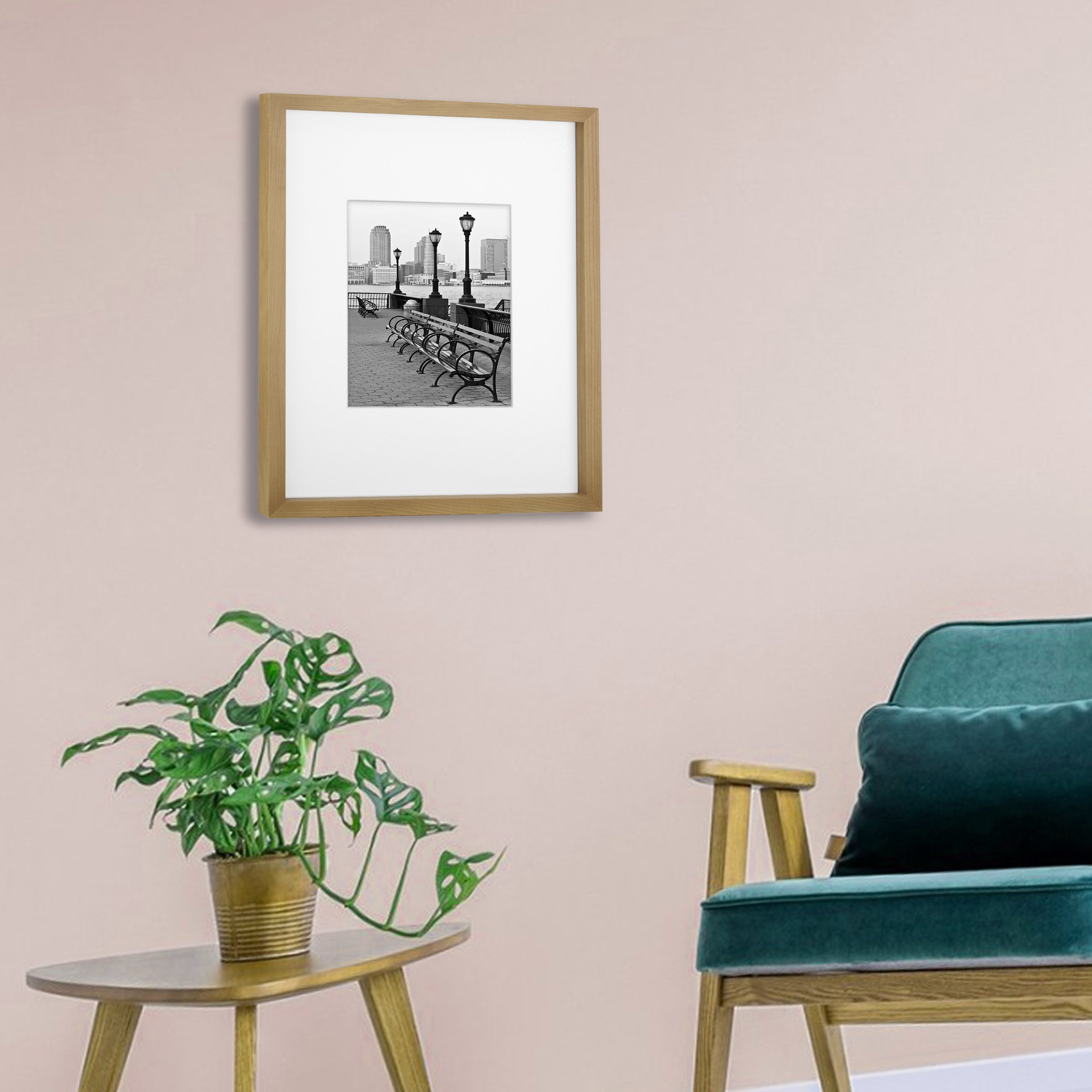 Better Homes & Gardens 14x18 Matted to 8x10 Gallery Wall Picture Frame, Natural Wood, Non Glare