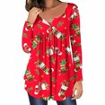 thumbnail image 1 of Pntutb Mujer Casual Navidad Impreso Jersey Cuello Redondo Manga Larga Botones Blusa tops Pntutb Pntutb-5341, 1 of 6