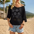 thumbnail image 2 of Crochet Lattice Tops For Women Beach Vacation Tshirts Peasant Tops For Women Womens Summer Tops Basic Tees For Women Loose Fit Tee Shirt Women Beachy Tops For Women Women Business Casual, 2 of 5