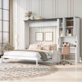 thumbnail image 2 of Space-Saving Queen Murphy Bed with Sofa, Desk & Storage Cabinet | Modern White Wood & MDF Foldable Wall Bed for Studio Apartments, Home Office, 2 of 20