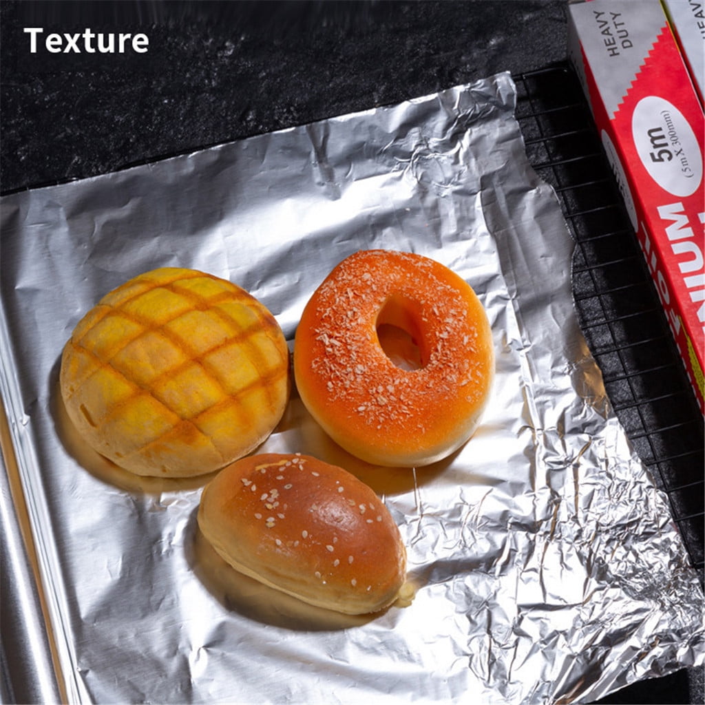 Food Grade Disposable Aluminum Foil Roll Heat Resistant Tin Foil For Baking Barbecue Air Fryer Non-Toxic Aluminum Foil Wrap For Kitchen Cooking Heavy Duty BBQ Foil Paper For Outdoor Grilling