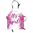 thumbnail image 1 of Gender Reveal Apron, Hand Written Look Its a Girl Text Watercolor Splash Frame Pink Tones Print, Unisex Kitchen Bib with Adjustable Neck for Cooking Gardening, Adult Size, Multicolor, by Ambesonne, 1 of 4