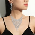 thumbnail image 2 of Visland Necklace Earring Set Shiny Rhinestone Geometric Shape Hanging Earrings High-end Luxurious Bride Princess Style Wedding Prom Banquet Ear Neck Jewelry, 2 of 7