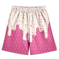 Boys Pants - Kids' Graphic Baseball Shorts Ice Print Casual Wear Elastic Waist   Side Pockets Lightweight Play Clothes - Uniform Pants for Boys,Color:Pink,Size:11-12 Years