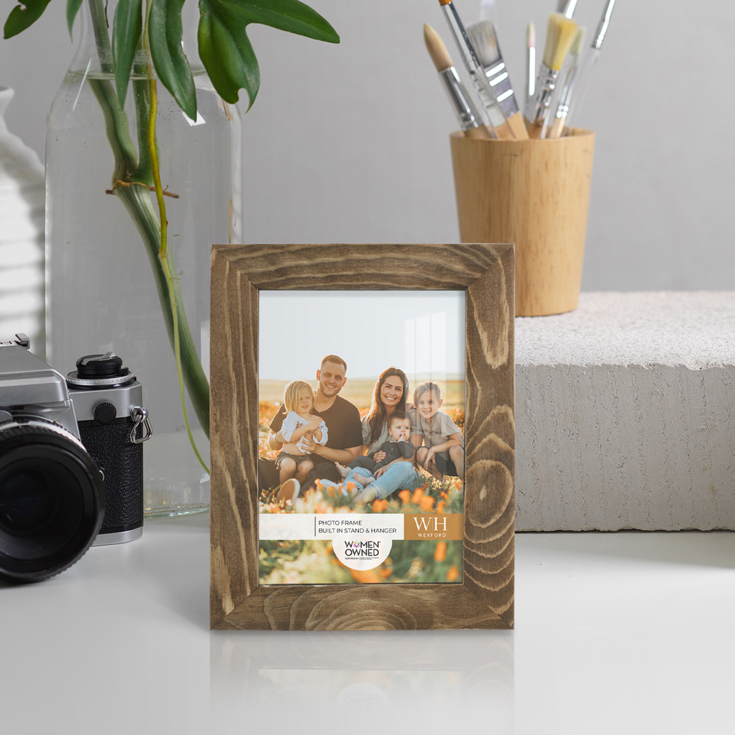 Woodgrain 3.5 in. x 5 in. Walnut Picture Frame (Set of 2)