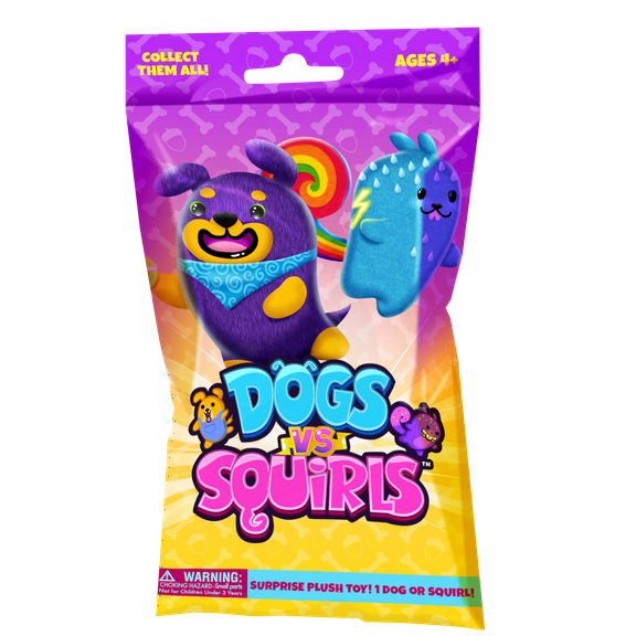 Dogs vs Squirls - Mystery Bag - 1pk - 4" Super-Soft & Bean-Filled Plush! Gold Wave