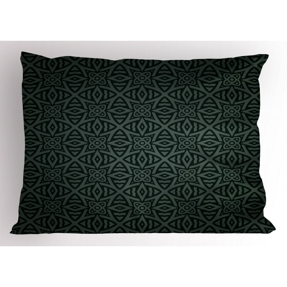 Dark Grey Pillow Sham Medieval Folkloric Ornament Celtic Pattern