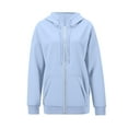 thumbnail image 4 of WULMLEO Zip Up Women Hoodies Loose Long Sleeve Sweatshirts Hooded Winter Soft Shirts Lightweight Fall Shirts Zipper Cute Sweater Light Blue S, 4 of 5