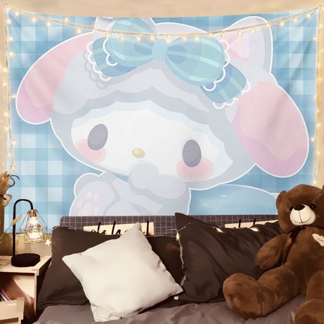 Tapiz de animales Kawaii para decoración de pared, tapiz con diseño de gato, conejo y oso, decoración para sala de estar, hogar y dormitorio para niños