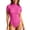 Pink, variant on Women's Ribbing Neck Short Sleeve Bodysuits Spring and Summer Seamless Basic Tight Body Suits for Yoga Workout Wear Soft Comfortable Stretchy Jumpsuits Black S