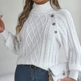 thumbnail image 5 of Sweaters for Women 2025 Fall Winter Long Lattern Sleeve Turtleneck Knitted Sweater Jumper Top Womens Pullover Sweaters, 5 of 8