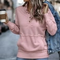 thumbnail image 5 of BLVB Womens Long Sleeve Button Stand Collar Sweatshirts Casual Fashion Fall Winter Pullover Tops with Pocket, 5 of 7