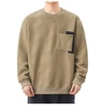 thumbnail image 1 of Ediodpoh Chandail en Molleton Homme Patchwork Bicolore Col Rond Ample Design Poche Poitrine Manches Longues Khaki TTTG, 1 of 9