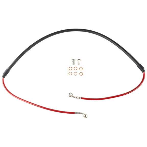 Tusk Front Motorcycle Steel Braided Brake Line Standard Length Red For Honda XR650L 1993-2009,2012-2021